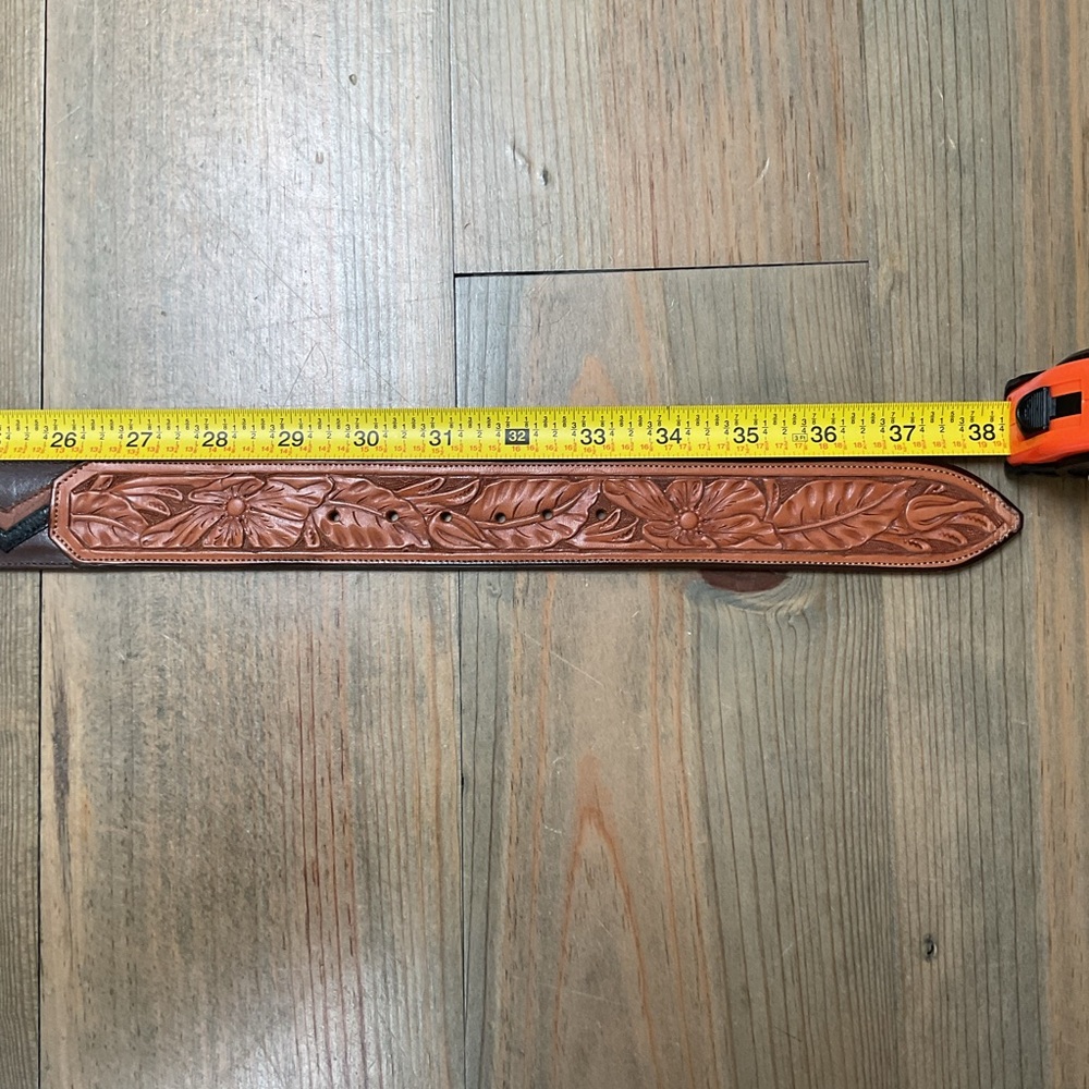 CUSTOM HANDMADE LEATHER INLAID BELT - Picture 4 of 10